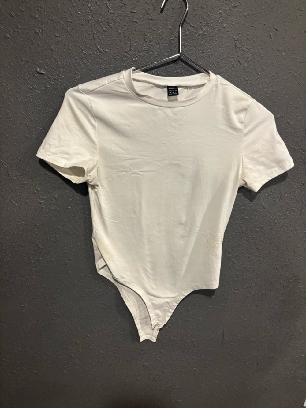 White SHEIN Short Sleeve Bodysuit
